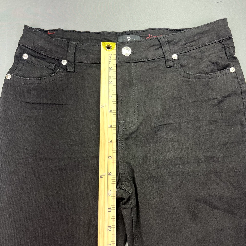 Pantalones de mezclilla ajustados Seven 7 For All Mankind Slimmy para niñas talla 16 negro oscuro pierna recta Foto 4 de 4