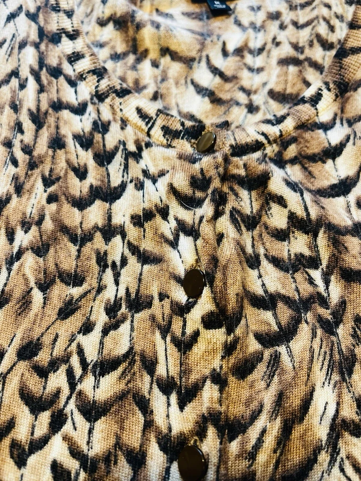 Кардиган Talbots из чистой шерсти мериноса свитер с анималистическим принтом размер средний длинный рукав - Изображение 4 из 4