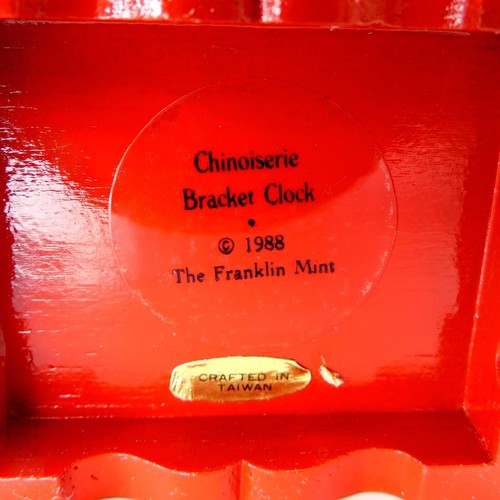 Franklin Mint Chinoiserie Miniature Bracket Clock Red WORKS 1988 - Picture 9 of 12