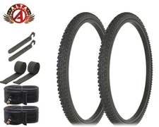 ALTA Bicycle 26" x 1.75" Black H-823 MTB Knobby (2) 26" Tires,Tubes,Strip,Lever