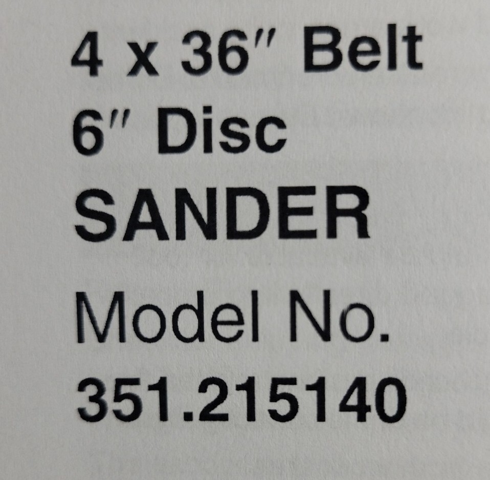 Craftsman Sears Table 4x36 Belt & 6" Disc Sander 351.215140 Owner