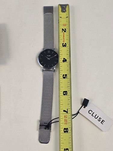 Cluse Minuit Women’s Watch Silver Case Black Dial Stainless steel Mesh Strap NWT - Picture 5 of 8