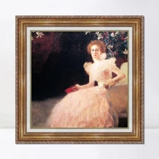 Framed Canvas Giclee Print Seated Woman by Gustav Klimt Wall Art Home Decor