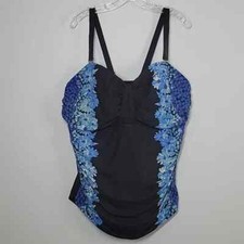 Lands' End Bandeau Jubilee Daisy Ruched One Piece Swimsuit Underwire 22W