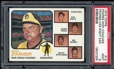 1973 Topps Baseball Don Zimmer Mgr #12 PSA 9 MINT Padres Podres has Right Ear