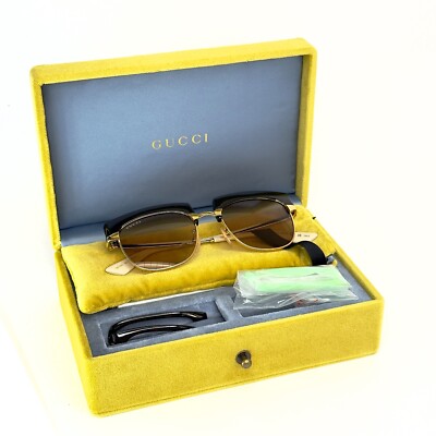 GUCCI SUPREME 1132 Gold Black Gg1132S 001 Retro Interchangeable