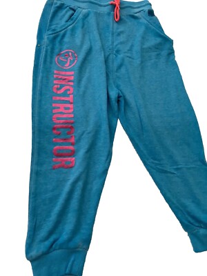 Zumba Crop pants, ZUMBA Queen Instructor Sweat Pants Bangin  Blue Size S NWT