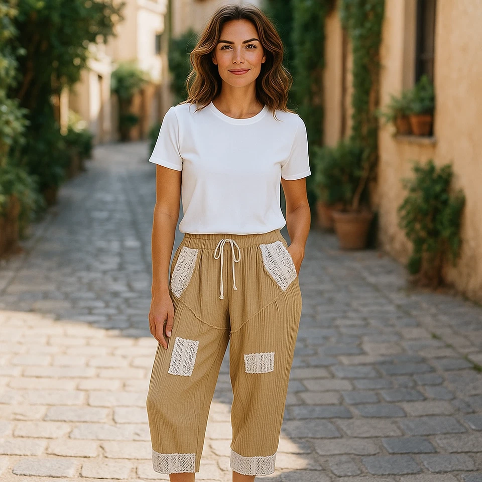 Pantalones harén con parche de encaje de ganchillo POL - pequeños nuevos sin etiquetas Foto 4 de 4