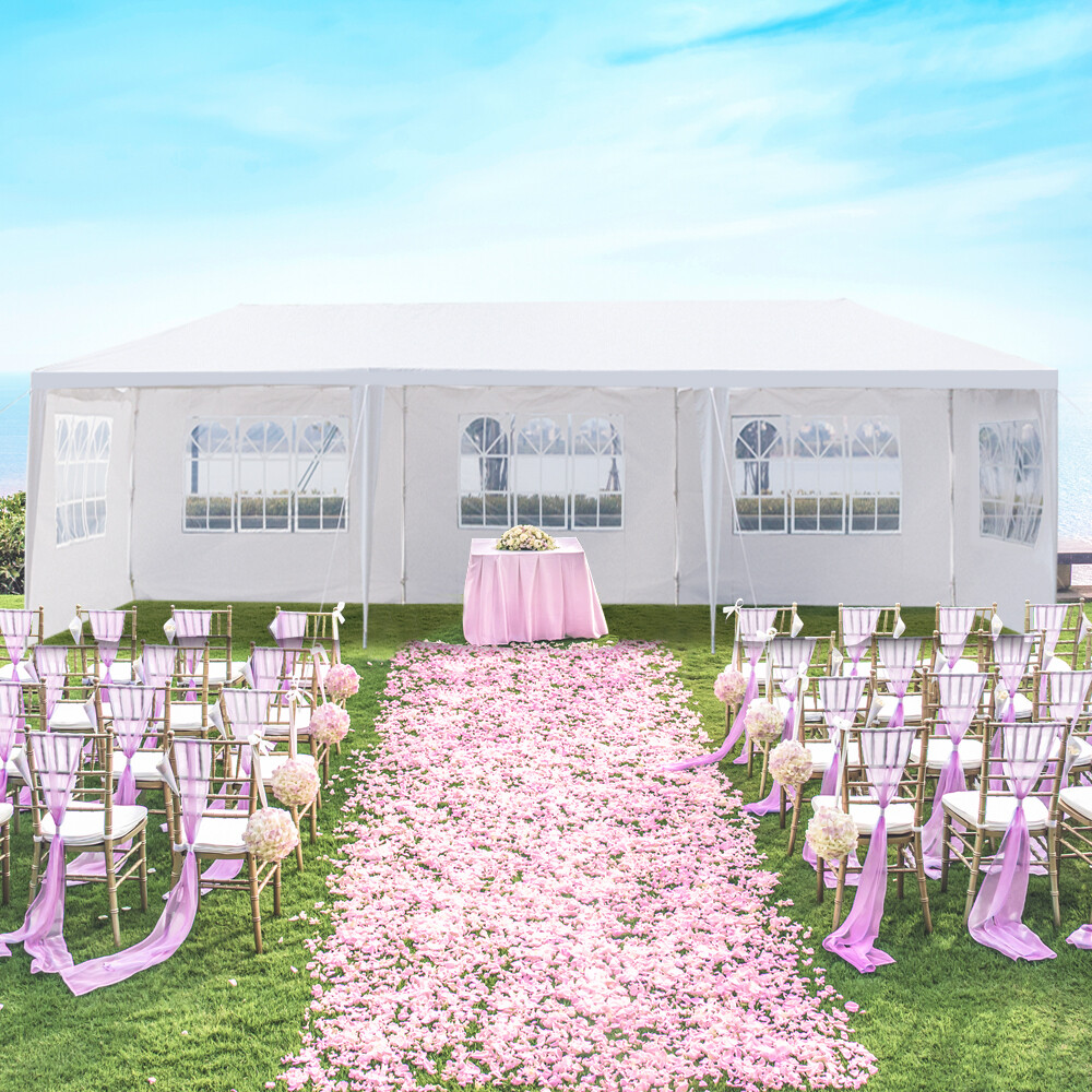 10x30 FT Canopy Outdoor Wedding Party Tent Gazebo Pavilion With 5 Walls White