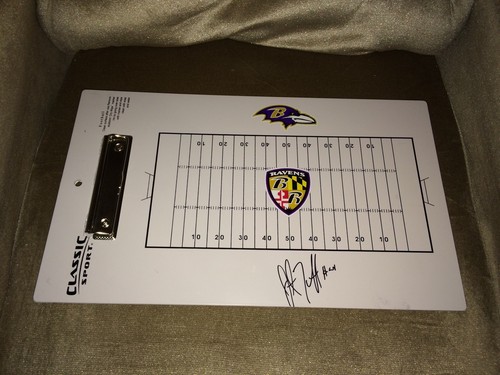 JUSTIN FORSETT SIGNED AUTOGRAPHED BALTIMORE RAVENS LOGO FOOTBALL CLIPBOARD COA