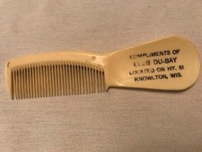 CLUB DU-BAY VINTAGE ADVERTISING SHOE HORN COMB, KNOWLTON, WISCONSIN