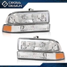 Clear Pair Amber Corner LED Headlight Lamps Fit For 98-04 Chevy Blazer S10
