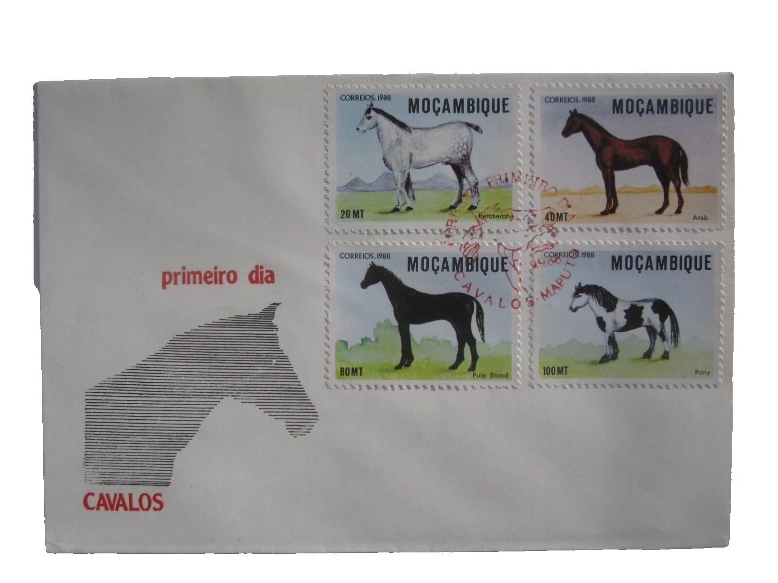 Horses Used Mozambican Stamps