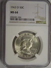 NGC MS 64 1963-D Franklin Half Dollar