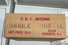 Rare NOS Vintage REGO UHF Double Bowtie Indoor Antenna Boxed Hoboken NJ