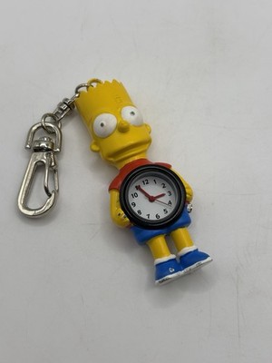 VINTAGE BART SIMPSON QUARTZ KEY CHAIN WATCH METAL 2004