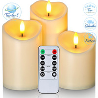 Flammenlose Led-Kerzen Outdoor Wasserdicht Dunkel Elfenbein 3Er-Set Mit