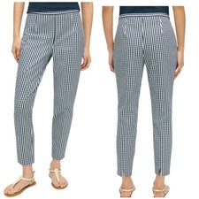 BROOKS BROTHERS GINGHAM PLAID STRETCH ANKLE PANT COTTON TWILL NATALIE FIT CHIC