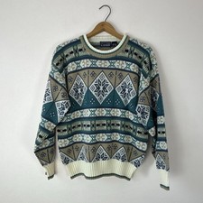 Vintage 90s Nordic Fair Isle Sweater Size Medium Acrylic
