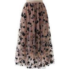 Pink Black Tulle Floral Velvet Flock Maxi Skirt MED Whimsigoth Fairy Balletcore