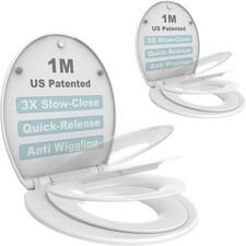 Family Toilet Seat with Built-In Toddler Seat Round Slow Close Quick Release