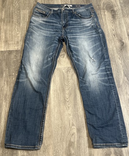 BKE Men's Blue Jeans Tyler Straight Mid-Rise Medium Wash Stretch Denim 36x30