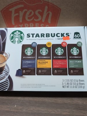Starbucks Nespresso Original Line Variety Capsules Pods 60 Ct NEW BB 08/2026