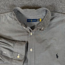 Ralph Lauren Mens 2XB Big  Tall Gingham Button Down Shirt Navy Blue White 3598