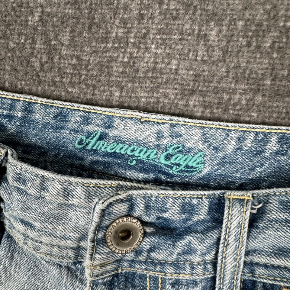 Vintage American Eagle Micro Mini Jean Shorts Womens 4 Low Rise Distress Booty - Image 2 of 4