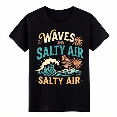 Waves And Salty Air Beach Graphic Cotton T-Shirt Summer Tropical Unisex Tee