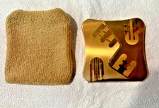 VTG Elgin American Compact Gold Tone Etched Design Compact  Mirror in Knit Case