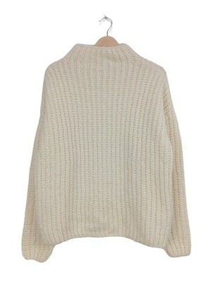 REVIEW Grobstrickpullover Damen Pullover Gr. DE 34 wollweiß Casual-Look