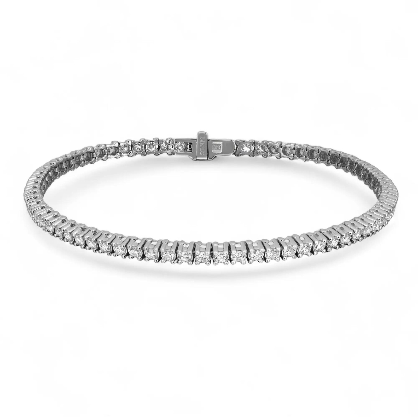 Prong Set Round Cut Lab Grown Diamond Tennis Bracelet 1.93Ctw 14K White Gold