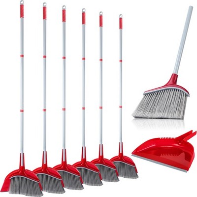 6 Pcs Angle Broom and Dustpan Combo Set for School Classroom 54 Inch Outdoor ...