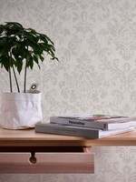 Barock-Tapete Ornamente Im Used Look – Weiß, Grau, Rosa
