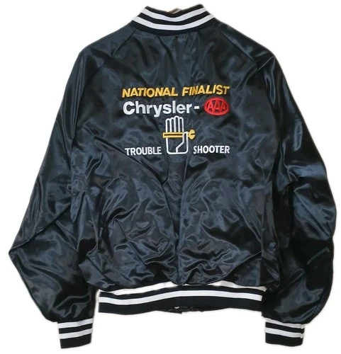 VTG Chrysler AAA Trouble Shooter National Finalist Embroidered Blk LG Satin Coat - product listing photo