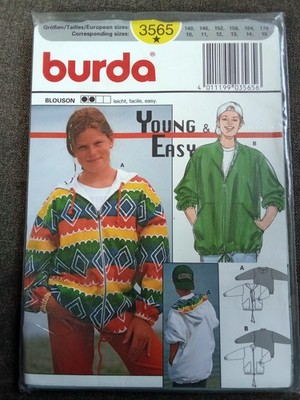 Burda Young Easy 3565 Blouson Jacke Schnittmuster Gr. 140 170 OVP