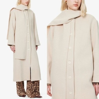 NEW Reformation Asher Wool Coat w Detachable Scarf XXS