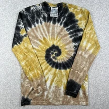 Jungmaven Tie Dye Long Sleeve Shirt Crew Small Mens Beige Black Hemp USA Made
