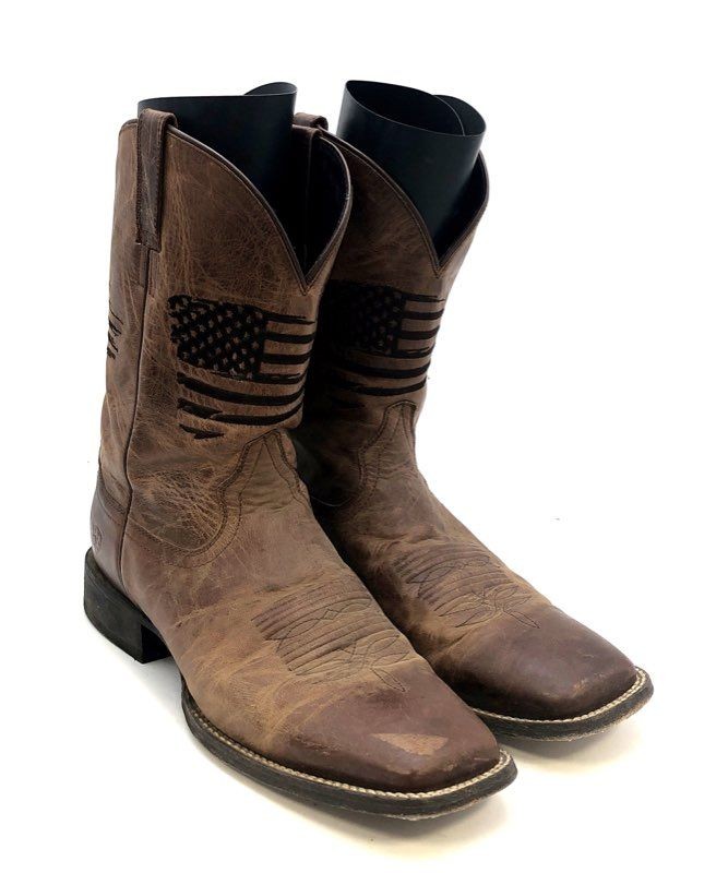 Ariat Circuit Patriot Brown Leather American Flag Western  display picture 2