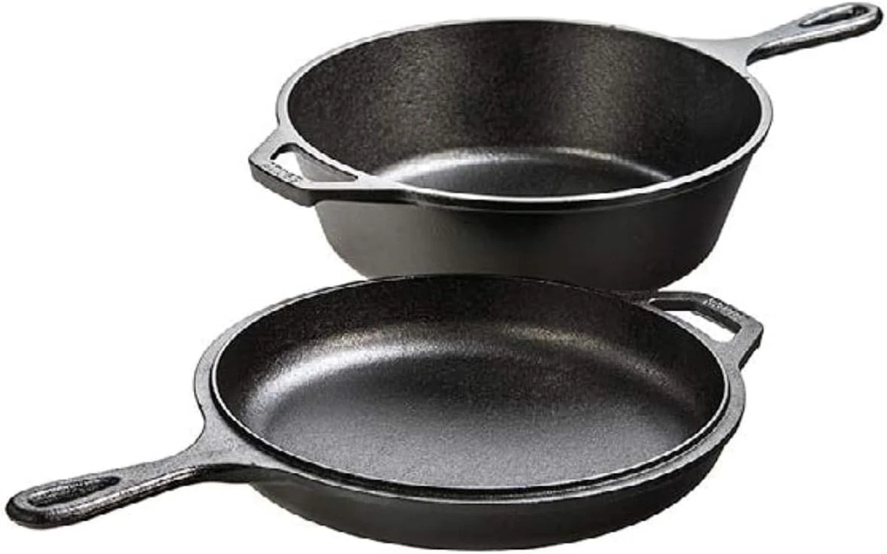 Cast Iron Combo Cooker - Pfas-Free 2-In-1 3.2 Quart Deep Pot and 10.25 Inch Skil