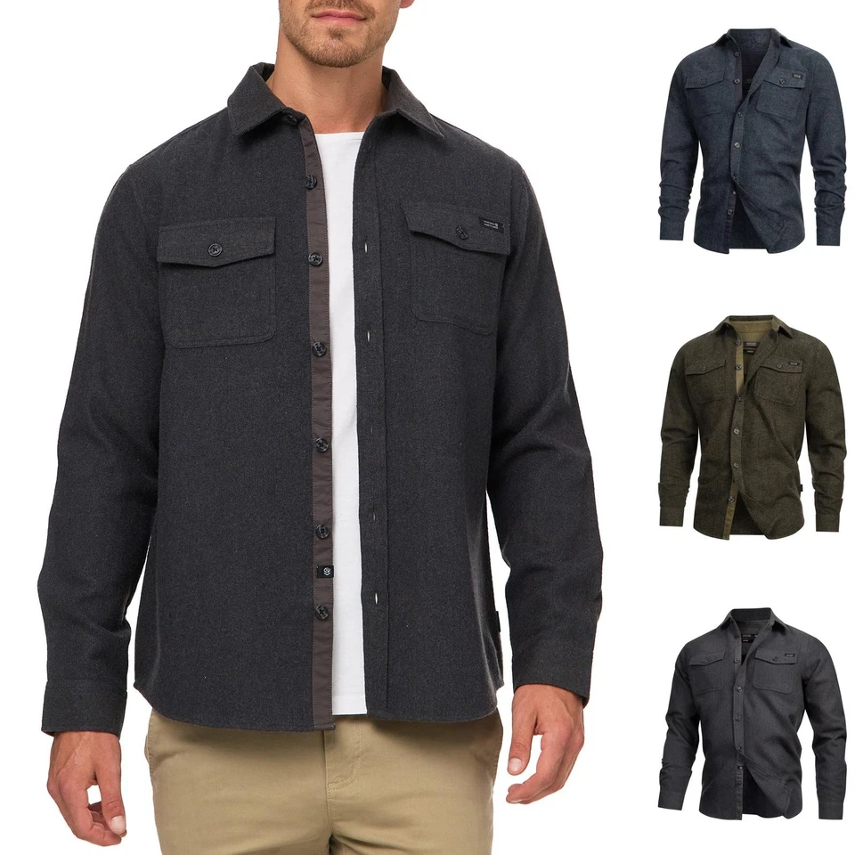 Indicode Herren Langarmhemd INLui-Hemd Langarm Übergangsjacke Knopfleiste Männer