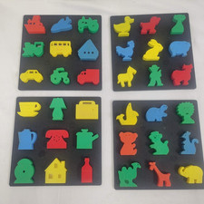 4 Vintage Kohner Tryboard Children's Puzzle Transportation Home Animals Theme