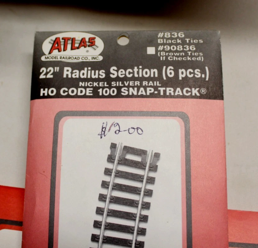 2 EACH - ATLAS 6 PKS HO SCALE 100 SNAP TRACK 22" RAD. 836 NI-SIL RAILS -NOS - Image 2 of 2