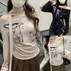 Stylish Long Sleeve Tee for Women with Hot Girl Vibe and One Shoulder Cut