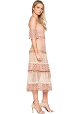 BARDOT $149 Kristen Lace Off Shoulder 1/2 Lined Midi Dress Size US 6 / Small