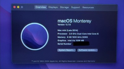 Apple Mac Mini Late 2014 A1347 2.6GHz Intel i5 8GB RAM 128gb SSD Monterey Mac OS