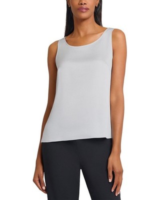 Ming Wang Crepe De Chine Scoop Neck Tank Women's  L