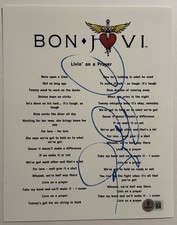 JON BON JOVI SIGNED LYRIC SHEET 8x10 AUTOGRAPH LIVIN’ ON A PRAYER BECKETT COA