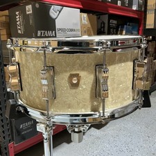 Ludwig Classic Maple 6.5x14" Vintage White Marine Snare Drum  USA Made